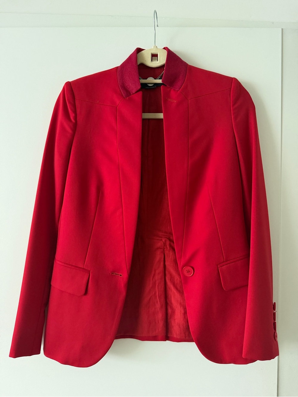 Stella McCartney Red Single-Button Blazer with Notch Collar